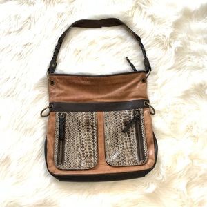 Brown snakeskin accent The Sak purse